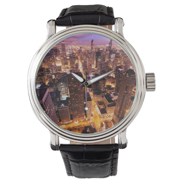 Montre Cityscape à Chicago la nuit (devant)
