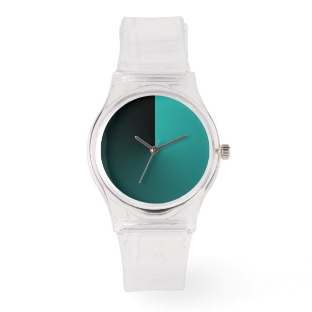 Montre Clair moderne avec cadran noir et turquoise (Recto)