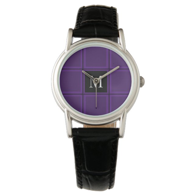 Montre Clair Royal violet rayé personnalisé unique initia (devant)