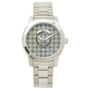 Montre Clan classique intemporel Bell Tartan Badge Plaid 