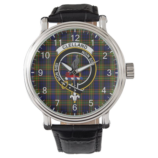 Montre Clan classique intemporel Clelland Tartan Badge Pl (devant)