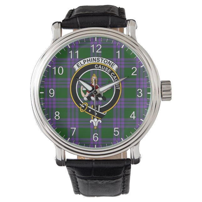 Montre Clan classique intemporel Elphinstone Tartan Badge (devant)