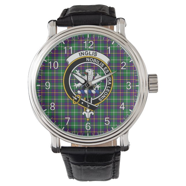 Montre Clan classique intemporel Inglis Insigne Tartan mo (devant)