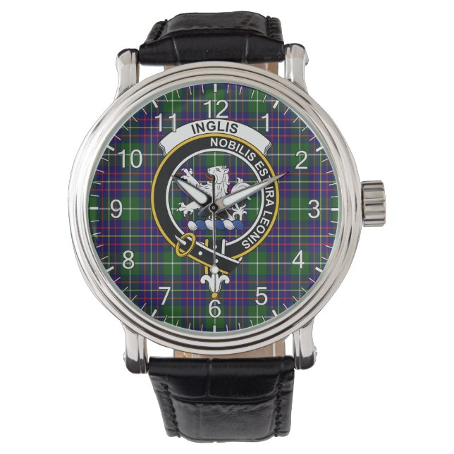 Montre Clan classique intemporel Inglis Tartan Badge Plai (devant)