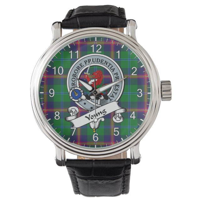 Montre Clan classique intemporel Jeune insigne Tartan Wat (devant)