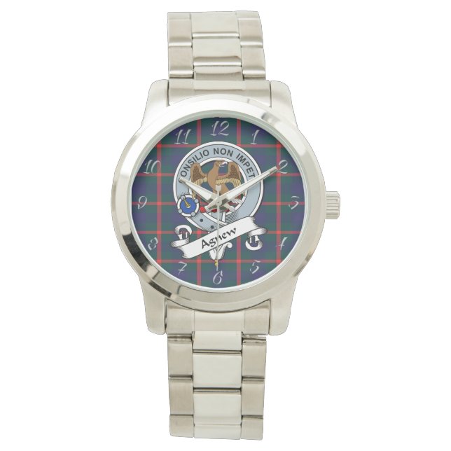 Montre Clan Classique Sans Temps Agnew Badge Tartan Plaid (devant)