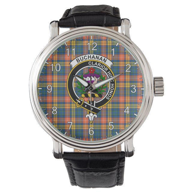 Montre Clan classique sans temps Buchanan Tartan Badge Pl (devant)
