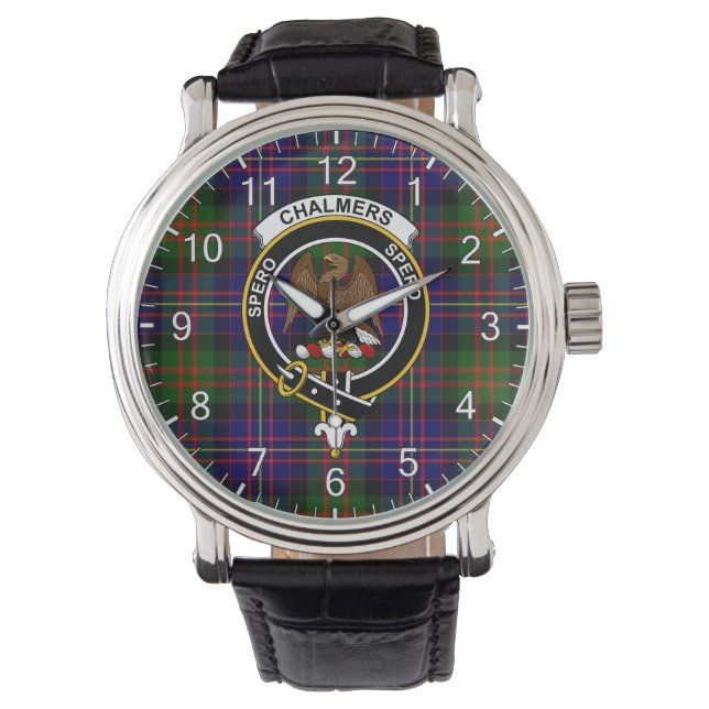 Montre Clan classique sans temps Chalmers Tartan Badge Pl (devant)