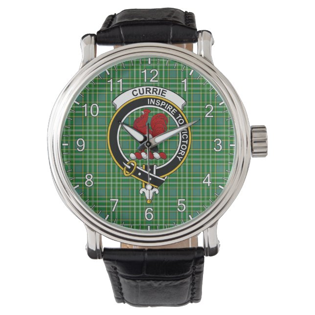 Montre Clan classique sans temps Currie Tartan Badge Plai (devant)