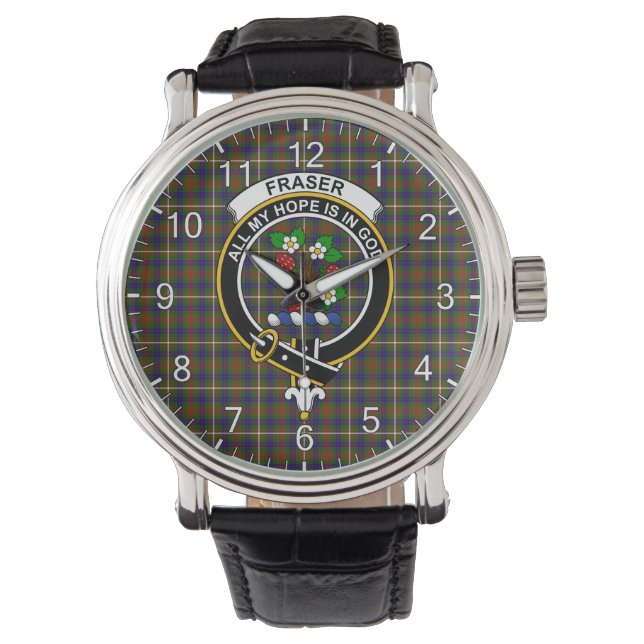 Montre Clan classique sans temps Fraser Chasse Tartan Bad (devant)