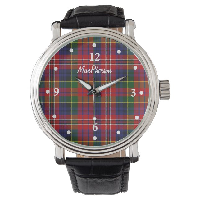 Montre Clan MacPherson Tartan Plaid Faced Custom Watch (devant)