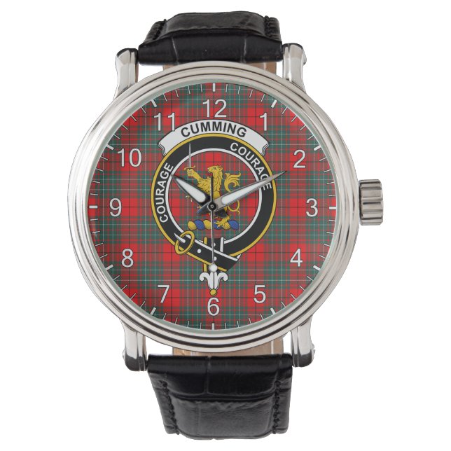 Montre Clan sans temps classique Cumming Tartan Badge Pla (devant)