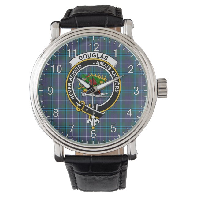 Montre Clan sans temps classique Douglas Tartan Badge Pla (devant)