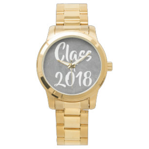 Montre Classe de 2018 Noir Blanc Chalkboard Typographie