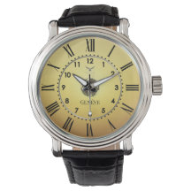Classic Elegant Warm Gold Tone Roman Numeral Men's