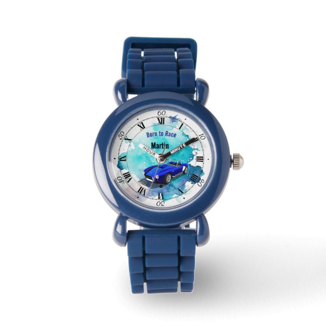 Montre Classic Retro Blue Sports Voiture Anniversaire Ave (Recto)