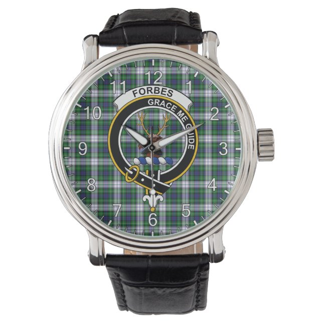 Montre Classic Sans Temps Clan Forbes Robe Tartan Badge P (devant)