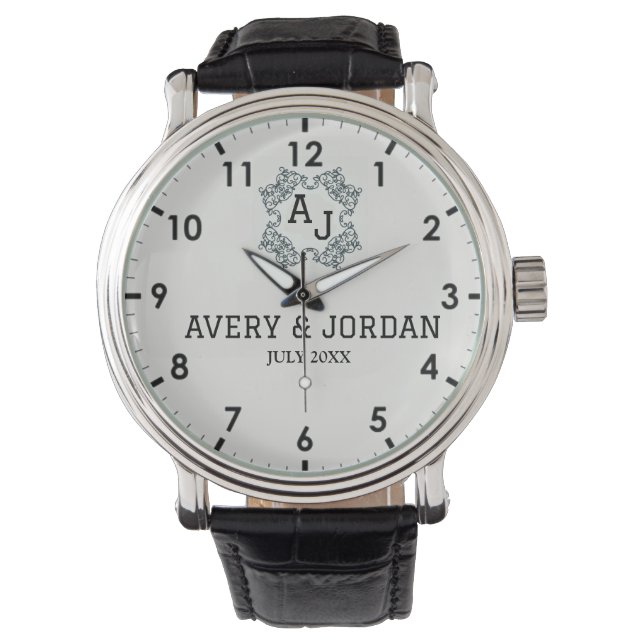 Montre Classic style monograms with names and initials  (devant)