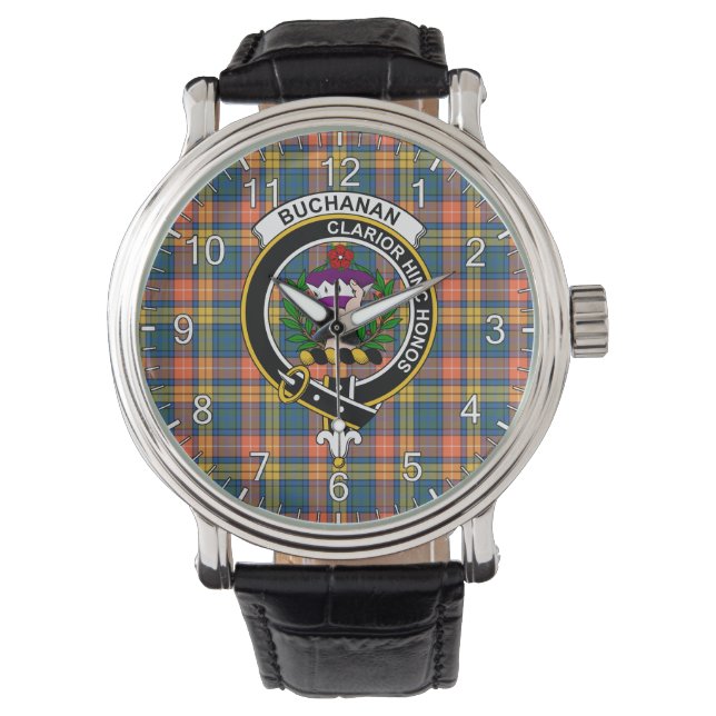 Montre Classic Timeless Clan Buchanan Ancient Tartan Badg (devant)