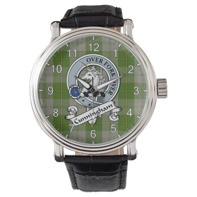 Montre Classic Timeless Clan Cunningham Robe Vert Badge (devant)