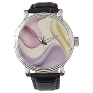 Montre classique au graphisme abstrait élégant