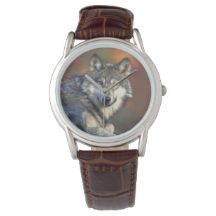 Montre Classique Hommes/Loup de la Faune