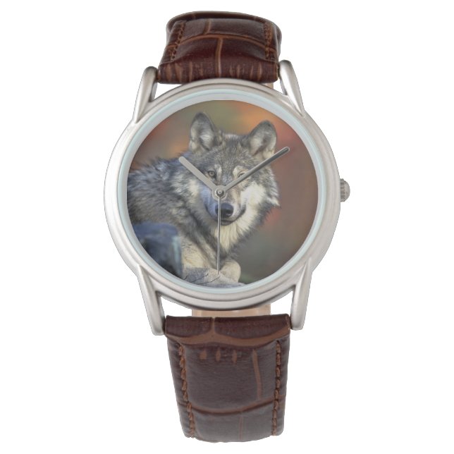 Montre Classique Hommes/Loup de la Faune (devant)