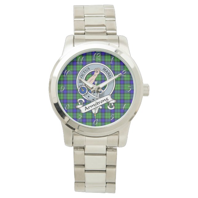 Montre Classique Intemporel Clan Armstrong Badge Tartan P (devant)
