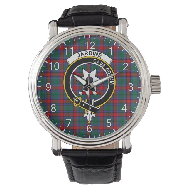 Montre Classique Sans Temps Clan Jardine robe Tartan Badg (devant)