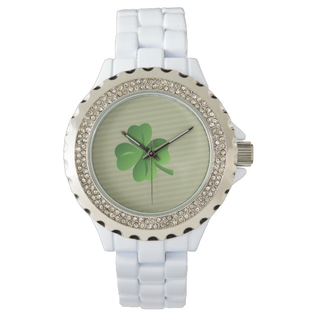 Montre Classique tendance irlandais Lucky Shamrock (devant)