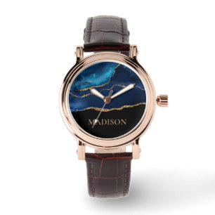 Montre Classy Marine Bleu Parties scintillant Or Noir Pré