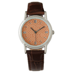 Montre Clé grecque, mandarine orange