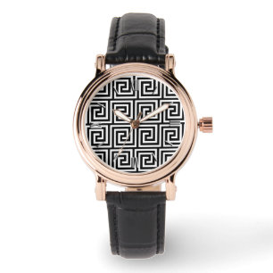 Montre Clé grecque, noir et blanc