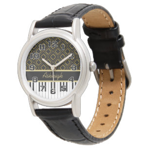 Montre Clés élégantes de piano avec de l'or Quatrefoil