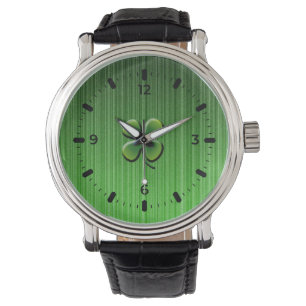Montre Clocher vert à quatre feuilles