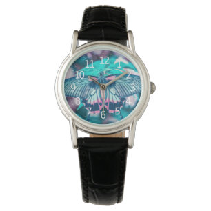 Montre Clôture élégante du papillon Turquoise  Women's