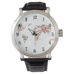 Montre Cloud de mots de la carte mondiale