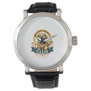 Montre Club Énergie Dorée Golden Retriever Chien Vintage