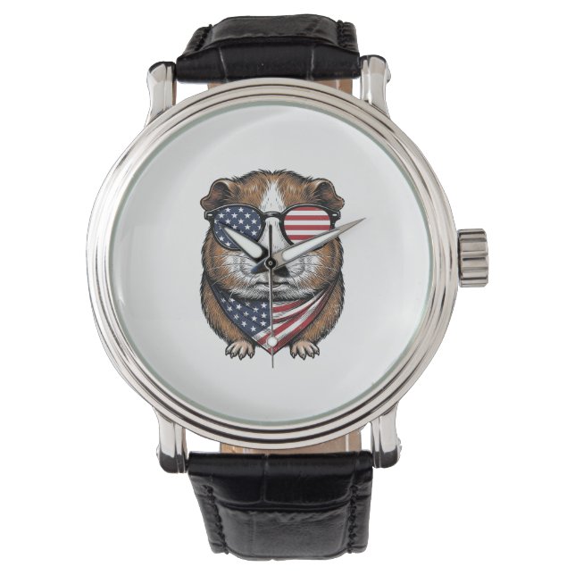 Montre Cochon d'Inde patriotique Gravure vintage (devant)
