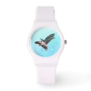 Montre Cochon mignon volant dans le ciel