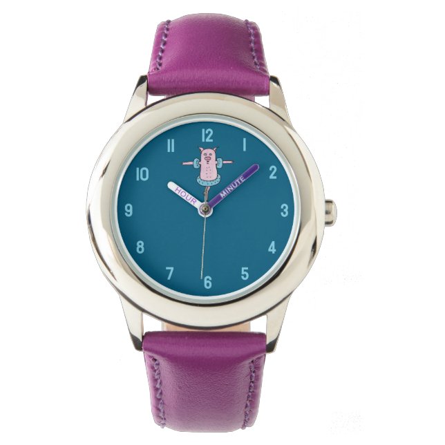 Montre Cochon rose va nager (devant)