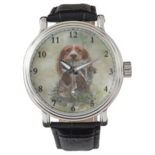 Montre Cocker Spaniel avec perdrix gris