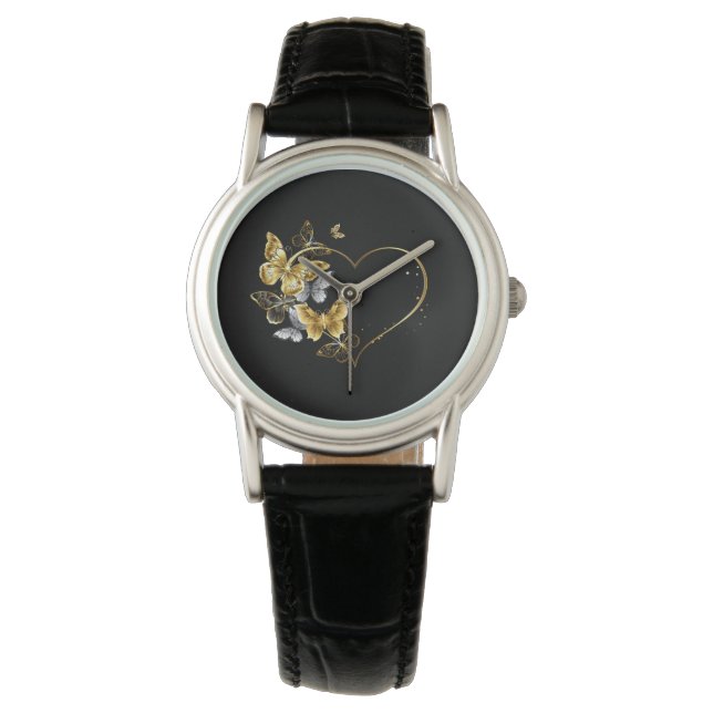 Montre Coeur aux papillons d'or (devant)