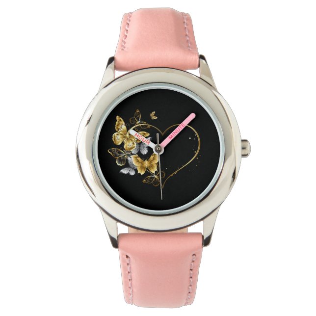 Montre Coeur aux papillons d'or (devant)