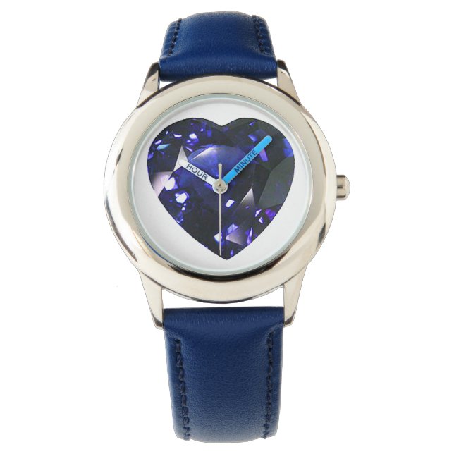 Montre Coeur bleu saphir (devant)