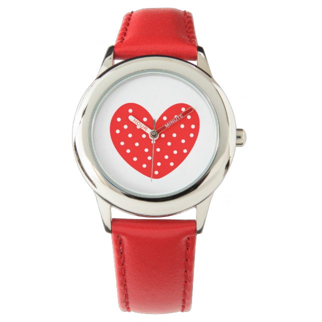 Montre Cœur d'amour rouge, fond blanc  (devant)