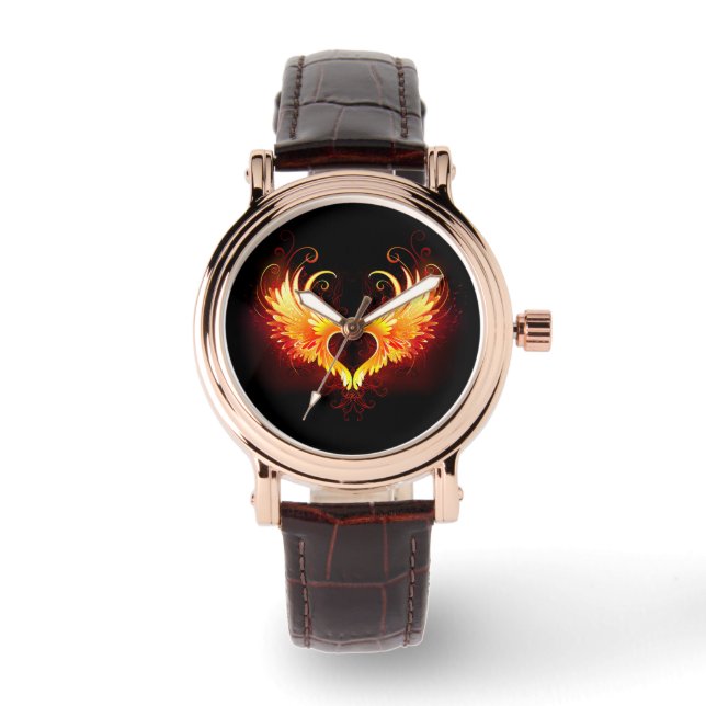 Montre Cœur de feu d'ange avec des ailes (Recto)