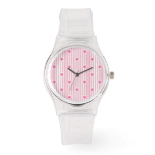 Montre Cœur de la Saint-Valentin Starburst sur rayure ros
