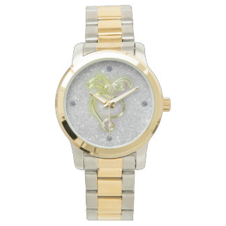 Montre Coeur d'or et étincelles