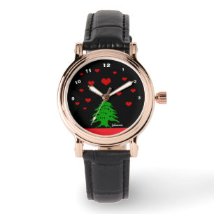 Montre Coeur du Liban & drapeau libanais / Amour